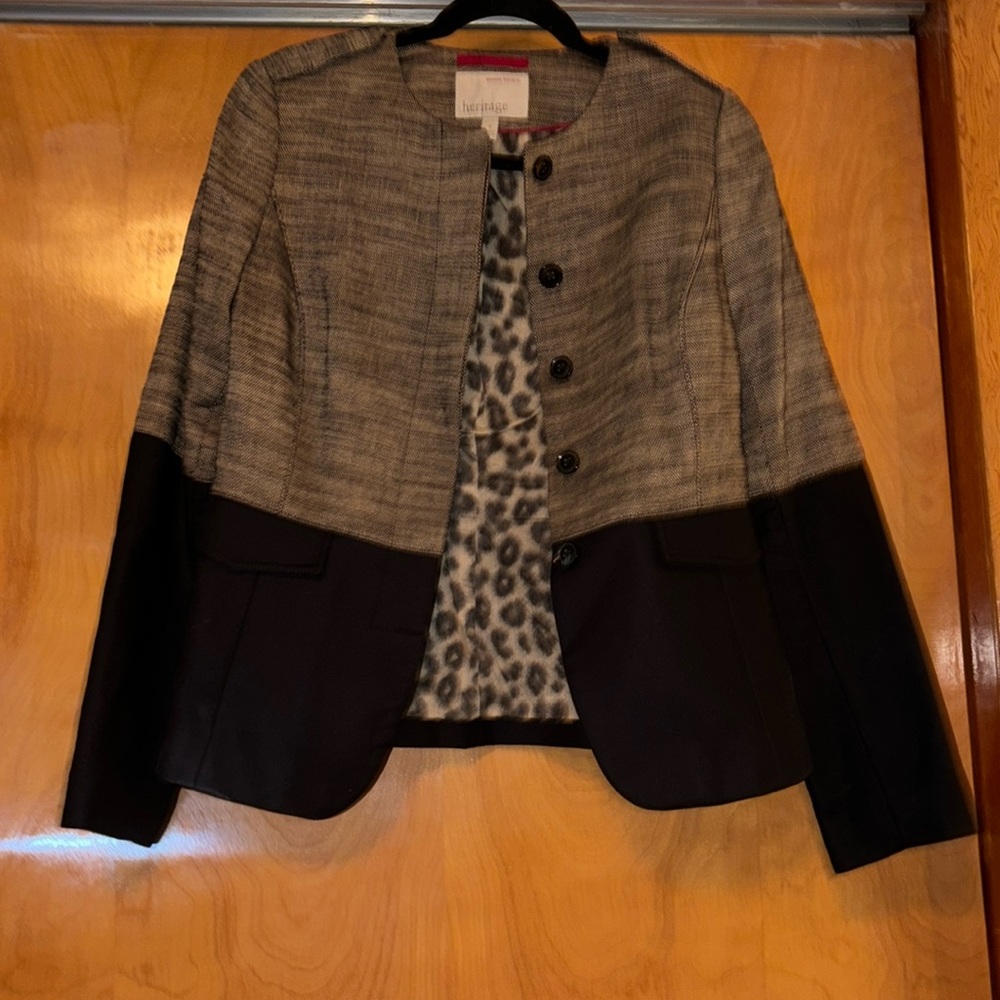 Banana Republic Heritage black/tan blazer size 4